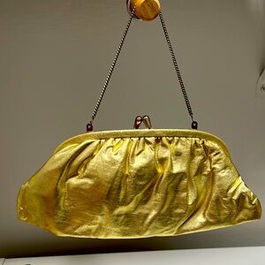 Gold lame ladies clutch bag from 1960s